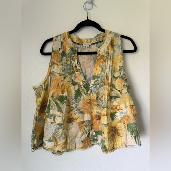 Women’s Pilcro Raw-Edge Linen Swing Tank In Size Large - Picture 3 of 5